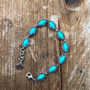 Kendra Scott Vintage Teal & Silver Link Bracelet